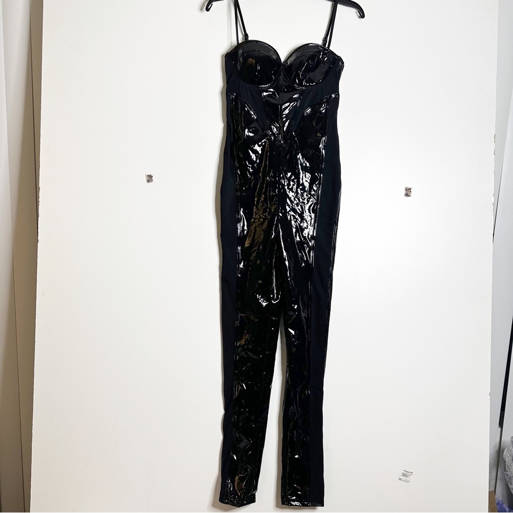 Fashion Nova just my luck black latex jumpsuit - Picture 3 of 4